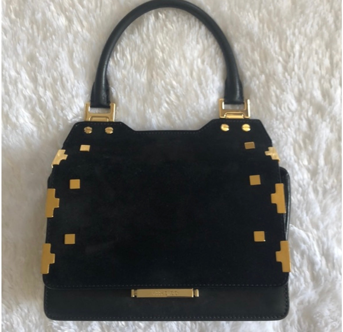 JIMMY CHOO "Amie" Satchel - Black Leather &amp; Suede