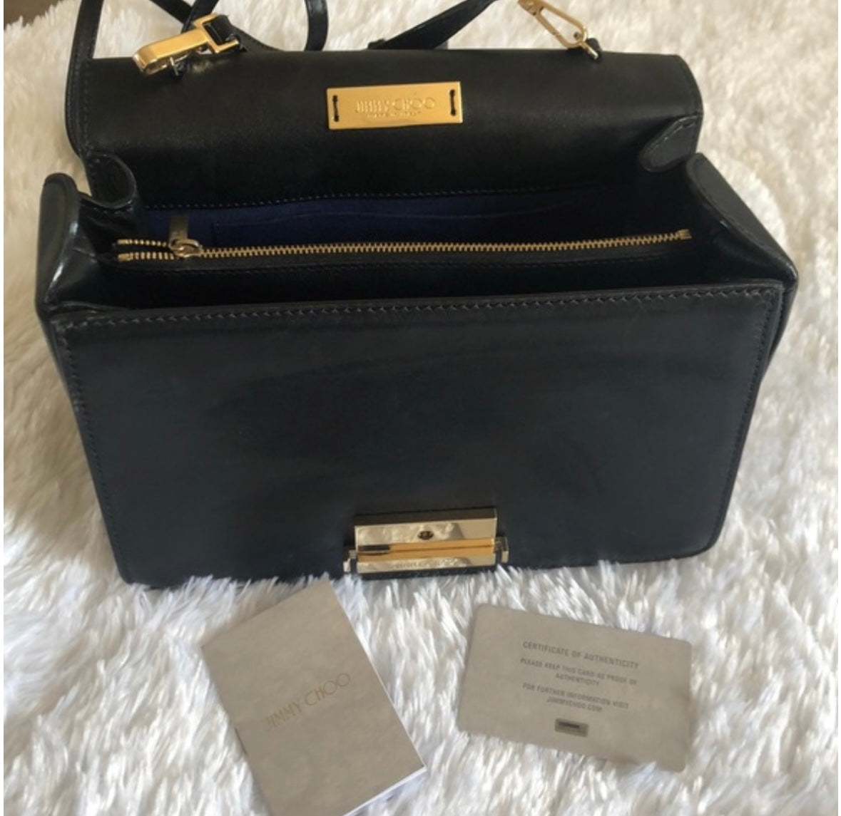 JIMMY CHOO "Amie" Satchel - Black Leather &amp; Suede