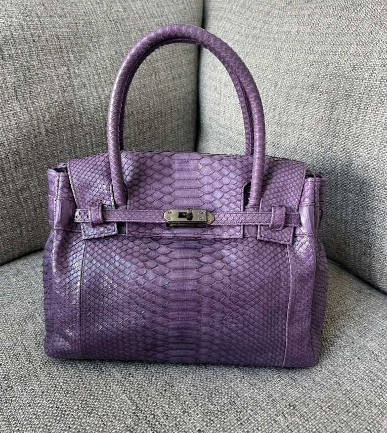 Glen Arthur Exotic Python Tote | Purple